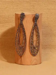 SOHI Gold-Plated Contemporary Drop Earrings