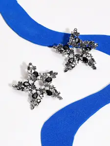SOHI Silver-Plated Contemporary Studs Earrings
