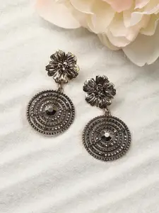 SOHI Gold-Plated Contemporary Drop Earrings