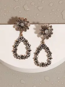 SOHI Gold-Plated Contemporary Drop Earrings