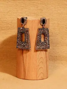 SOHI Gold-Plated Geometric-Shaped Drop Earrings