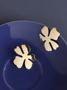 SOHI Gold-Plated Contemporary Studs Earrings