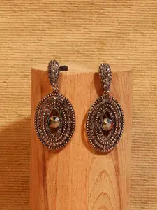SOHI Gold-Plated Contemporary Drop Earrings