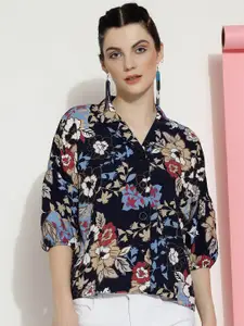 FashionsEye Floral Printed Puff Sleeves Shirt Style Top