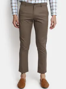 V-Mart Men Slim Fit Mid-Rise Dobby Weave Cotton Plain Trousers