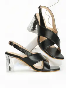 Colo Square Toe Block Heels With Buckles