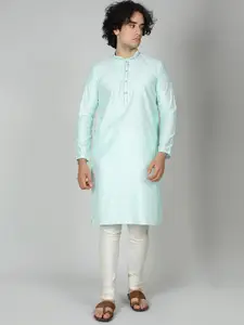 MAAHI FABS Embroidered Mandarin Collar Silk Straight Kurta