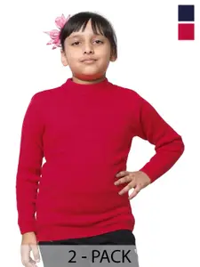 IndiWeaves Girls Pack of 2 High Neck Woollen Pullover