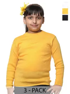 IndiWeaves Girls Pack of 3 High Neck Woollen Pullover