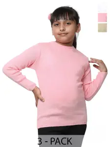 IndiWeaves Girls Pack Of 3 Woollen Pullover
