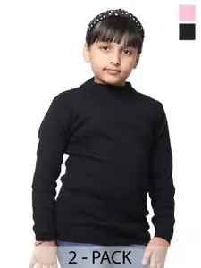 IndiWeaves Girls Pack of 2 High Neck Woollen Pullover