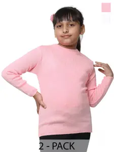 IndiWeaves Girls Pack Of 2 Round Neck Long Sleeve Pullover Wool Sweaters