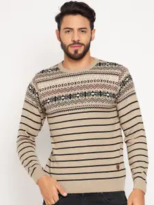 Duke Striped Round Neck Ribbed Pullover Sweaters