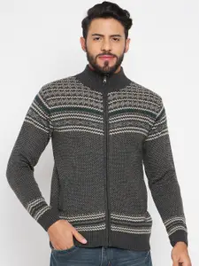 Duke Argyle Printed Mock Collar Long Sleeves Acrylic Cardigan Sweaters