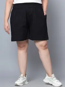 Indietoga Women Plus Size Cotton High-Rise Stretchable Shorts