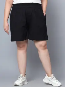 Indietoga Women Plus Size High-Rise Stretchable Cotton Shorts
