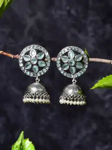 Bamboo Tree Jewels Silver-Plated Contemporary Jhumkas