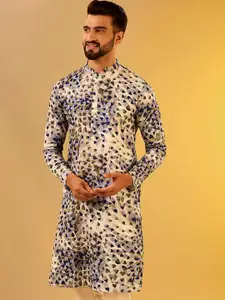 KISAH Abstract Printed Mandarin Collar Straight Kurta