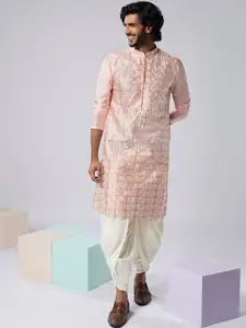 KISAH Geometric Embroidered Mandarin Collar Kurta
