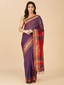 Fabindia Striped Zari Silk Cotton Maheshwari Saree