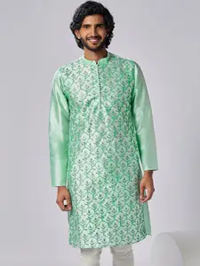 KISAH Ethnic Motifs Embroidered Mandarin Collar Kurta
