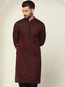 KISAH Men Textured Regular Fit Abstract Print Kurta