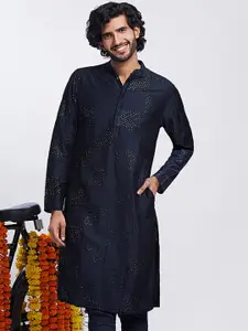 KISAH Men Solid Textured Regular Fit Abstract Print Kurta