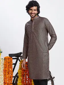 KISAH Geometric Printed Mandarin Collar Regular Kurta