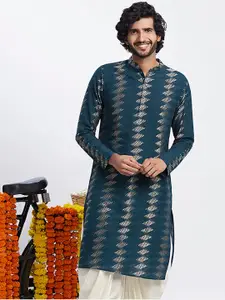 KISAH Mandarin Collar Ethnic Motifs Printed Kurta