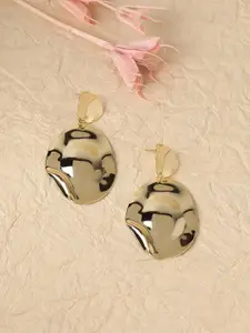 SOHI Gold-Plated Contemporary Drop Earrings
