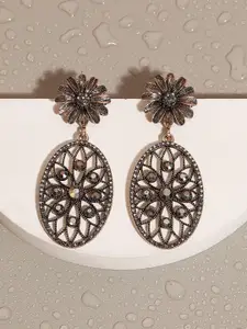 SOHI Gold-Plated Contemporary Drop Earrings