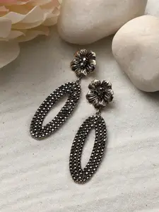 SOHI Gold-Plated Contemporary Drop Earrings