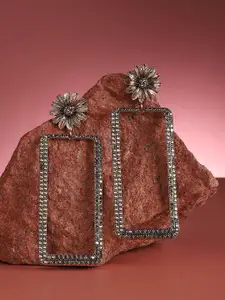 SOHI Gold-Plated Contemporary Drop Earrings