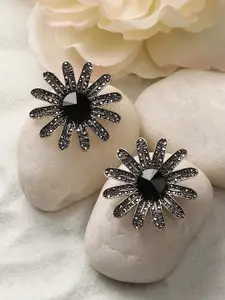 SOHI Gold-Plated Contemporary Studs Earrings