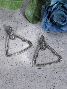 SOHI Silver-Plated Contemporary Studs Earrings