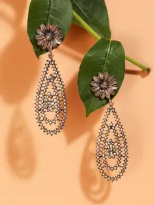 SOHI Gold Plated Contemporary Drop Earrings