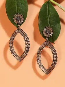 SOHI Gold-Plated Eye Drop Shaped Drop Earrings