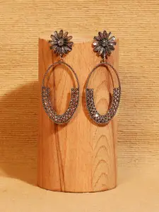 SOHI Gold-Plated Contemporary Drop Earrings