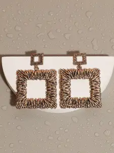 SOHI Gold-Plated Square Drop Earrings
