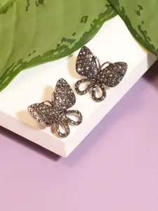 SOHI Silver-Plated Contemporary Studs Earrings