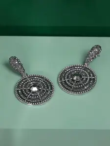 SOHI Silver-Plated Artificial Stones Contemporary Drop Earrings