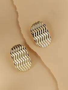 SOHI Gold-Plated Contemporary Studs Earrings