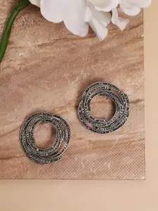 SOHI Silver-Plated Artificial Stones Contemporary Studs Earrings