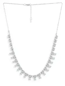 MINUTIAE Silver Plated Crystals Studded Necklace