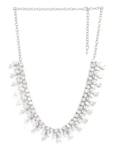 MINUTIAE Silver-Plated Crystals Studded Necklace