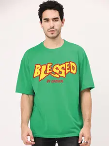 Leotude Typography Printed Drop Shoulder Sleeves Oversized T-shirt