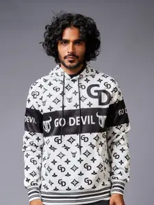 GO DEVIL Graphic Printed Hooded Pullover