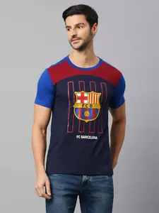 FanCode Barcelona Printed Cotton Casual T-shirt