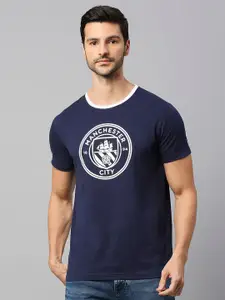 FanCode Manchester City Printed Regular Fit Cotton Casual T-shirt
