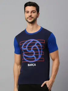 FanCode Barcelona Printed Regular Fit Cotton Casual T-shirt